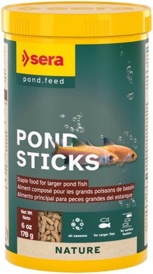 Sera Color Sticks 1000mL container for aquarium color enhancement, featuring vibrant fish and aquatic plant images.