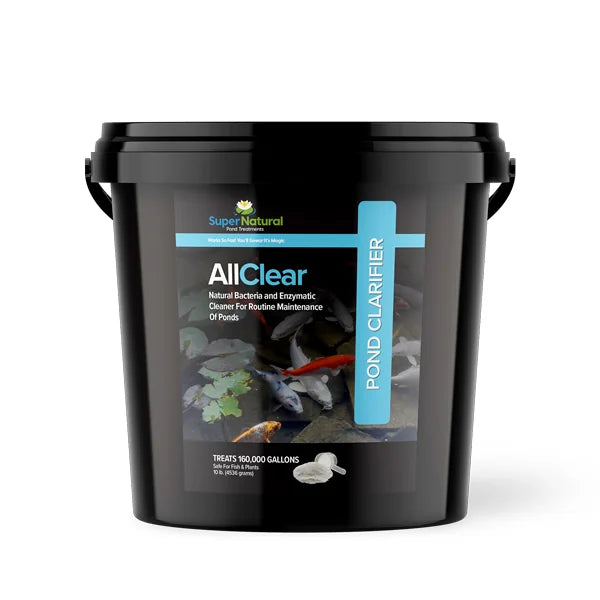SuperNatural Allclear water treatment bucket, 10 lb, for pool sanitation and water clarity enhancement.