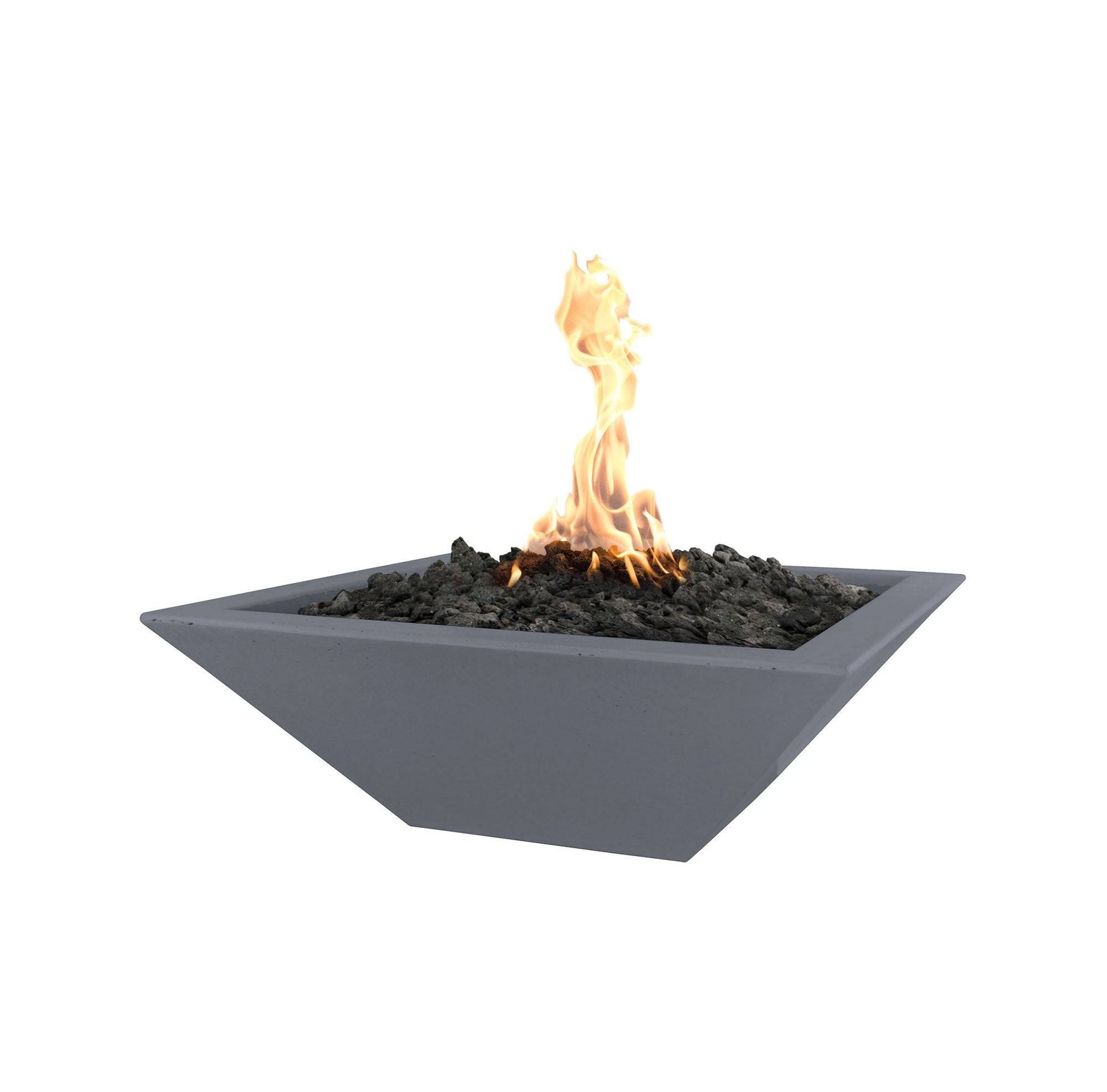 Match-lit Maya Fire Bowl by THE OUTDOOR PLUS, featuring a sleek fire bowl design with flames visible on top.