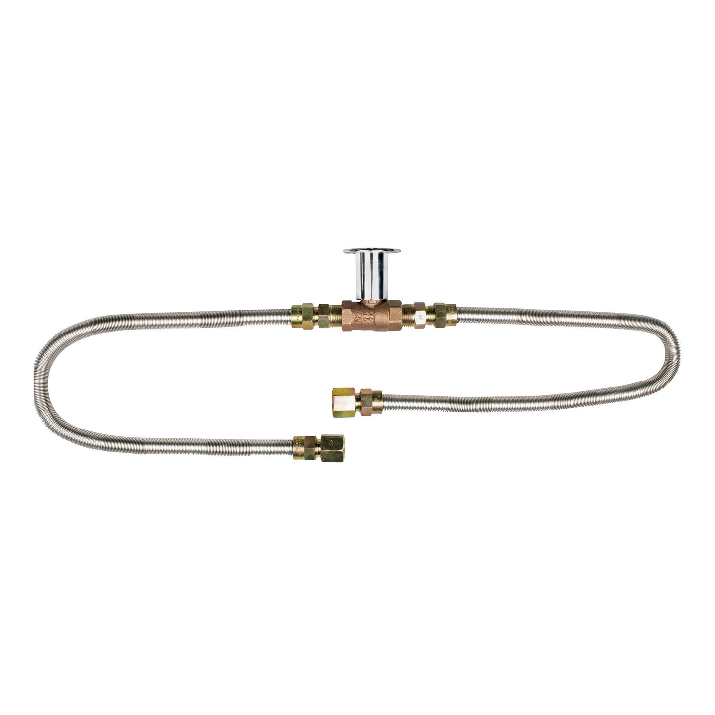 The Outdoor Plus Natural Gas Kit 1/2" Brass Valve With Chrome Cover / (2) 24'' Â½'' Whistle Free Hoses / Key (no Orifice for Bullet Burner)