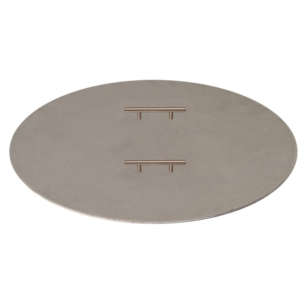 Warming Trends 38" Circular Brushed Aluminum Fire Pit Cover + 2 Handles for 36" Opening