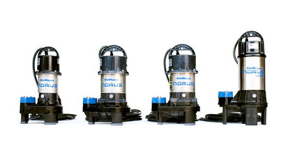 ShinMaywa Norus 50CRXP2.75S 1HP submersible pump with 10,500 GPH flow rate, shown in a close-up image.