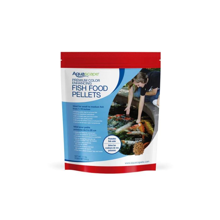 Aquascape Premium Color Enhancing Fish Food Pellets - Medium Pellets - 500g Bag